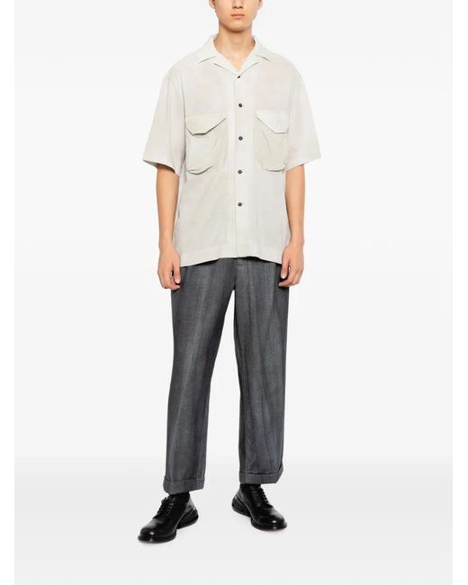 Ziggy Chen White Short-Sleeve Flap-Pocket Shirt for men