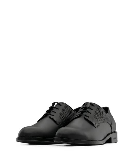 Boss Black Micro-Pattern Leather Derby Shoes for men