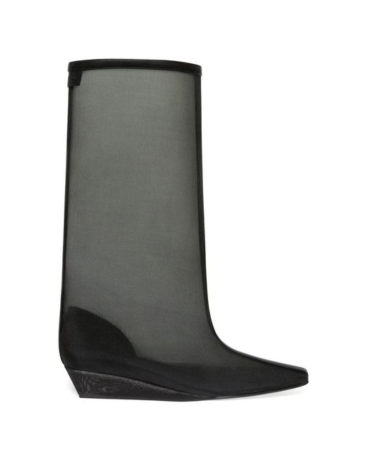 Courreges Black Melting Mesh Wedge Boots