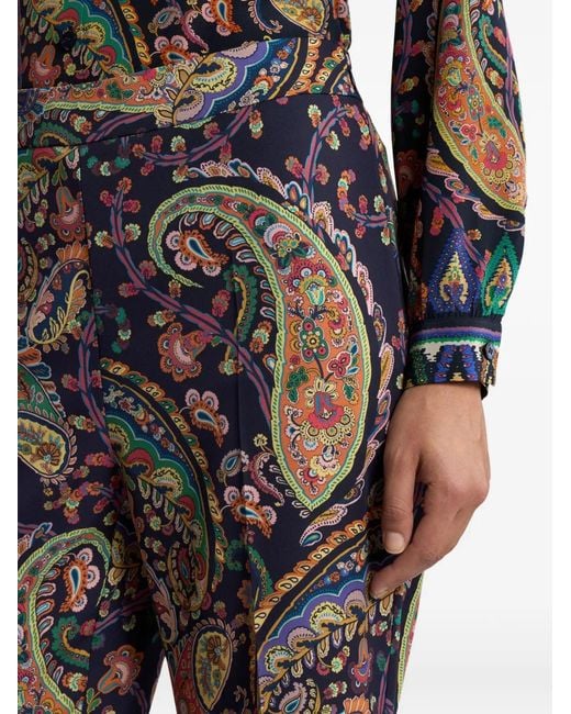 Etro Gray Floral-Paisley Bootcut Trousers
