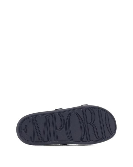Emporio Armani White Logo-Print Slip-On Sandals for men