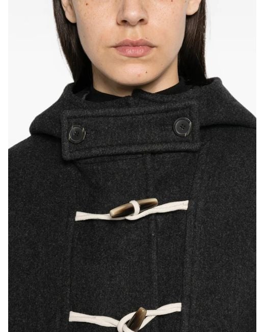 Semicouture Black Hooded Toggle-Fastening Coat