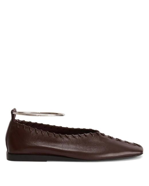 Jil Sander Brown Ballerinas Mit Ring