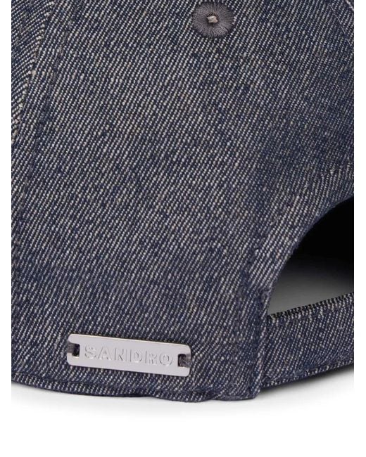 Sandro Blue Denim Cap With Logo for men