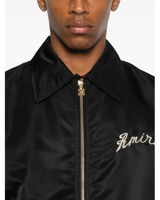 Amiri Black Embroidered Bomber Jacket for men