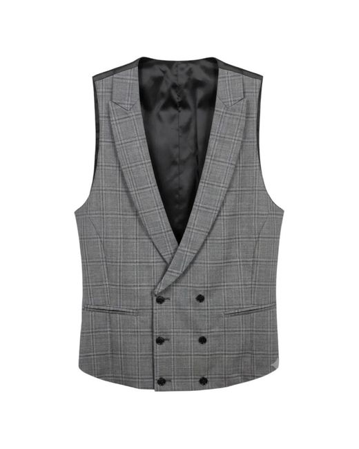 ROBERTO VINCENTI Gray Check-Pattern Waistcoat for men