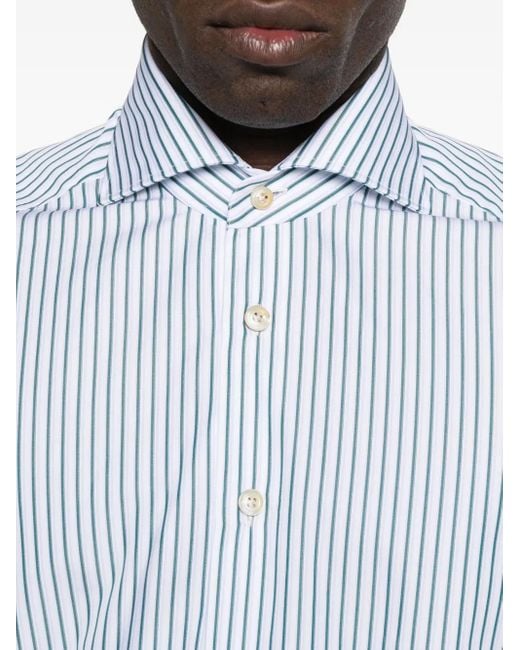 メンズ Kiton ストライプ ロングスリーブシャツ White