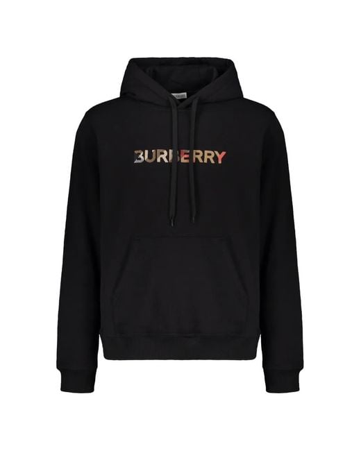 Burberry Black Logo-Print Drawstring Hoodie for men