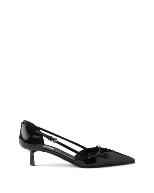 Prada Black Bow-Detail Pointed-Toe Pumps