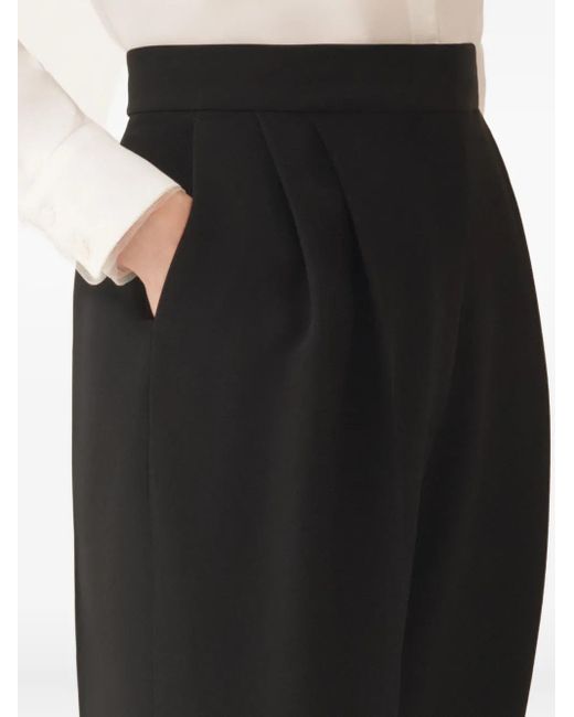 Fabiana Filippi Black Cady Pleated High-Waisted Trousers