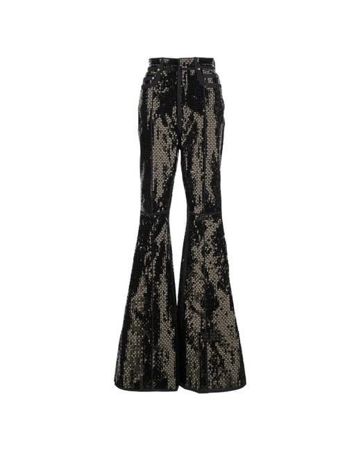 Rick Owens Black Bolan Sequinned Flared Jeans