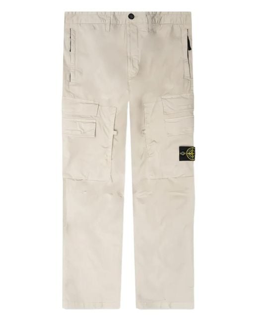 Stone Island Natural Cargo-Pocket Logo-Appliqué Trousers for men