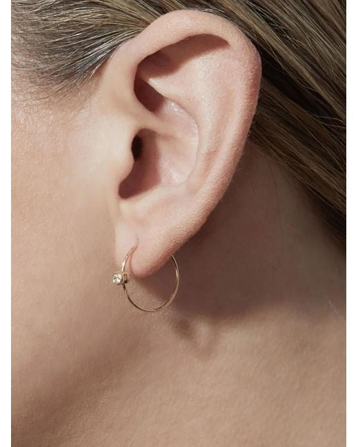 Shihara White 18Kt One-Stone 01 Diamond Single Hoop Earring