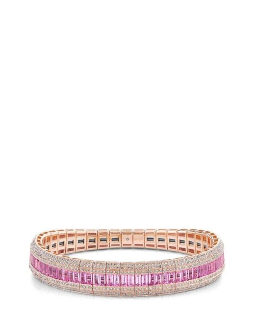 SHAY Pink 18Ct Rose Scales Diamond And Sapphire Bracelet