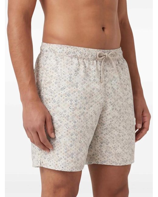 Paul & Shark Gray Geometric Watercolor Print Swim Shorts for men
