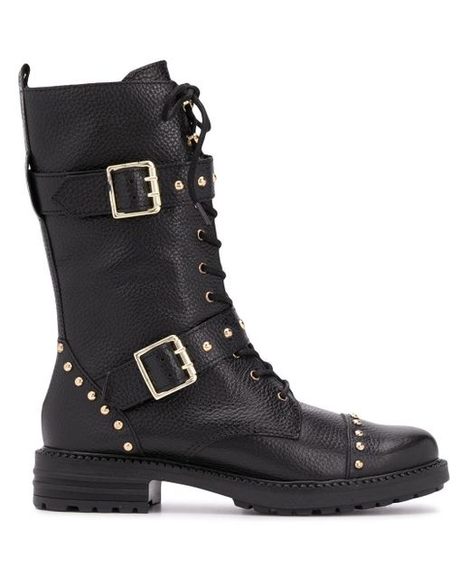 Kurt Geiger Black Studded Biker Boots