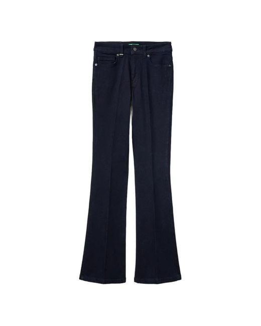 Benetton Blue Pressed-Crease Flared Jeans