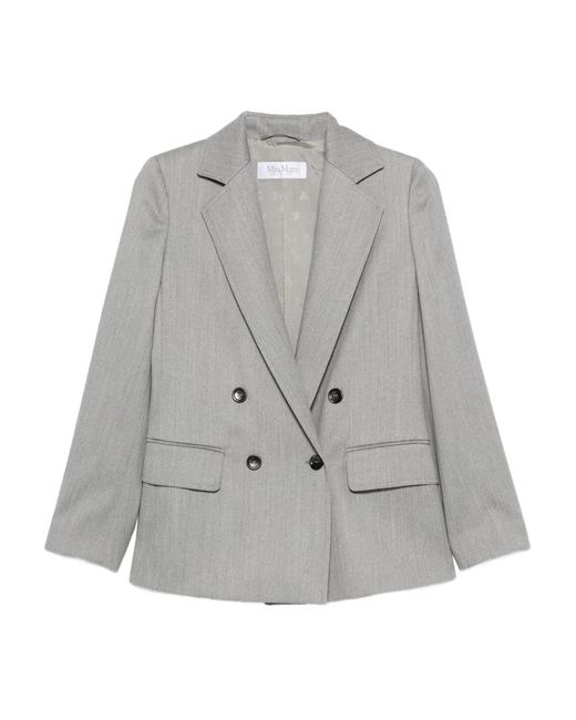 Max Mara Gray Double-Breasted Blazer