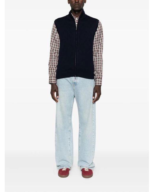 Eric Bompard Blue Zip-Fastening Vest for men