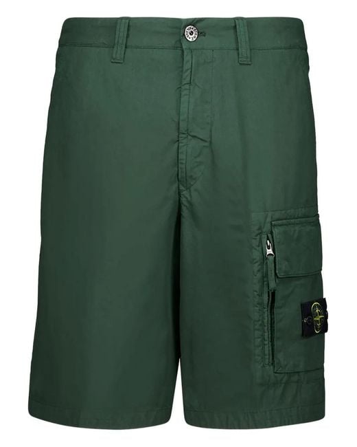 Stone Island Green Cargo Bermuda Shorts for men