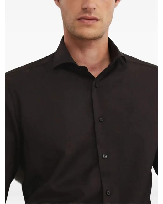 Xacus Black Button-Cuff Wool Shirt for men
