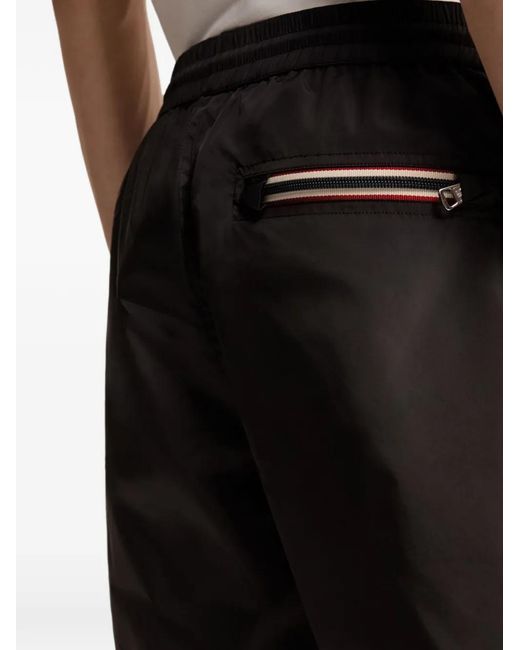 Moncler Black Logo-Patch Drawstring Swim Shorts for men