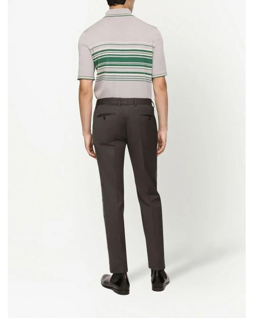 Dolce & Gabbana Gray Logo-Trim Tailored Trousers for men