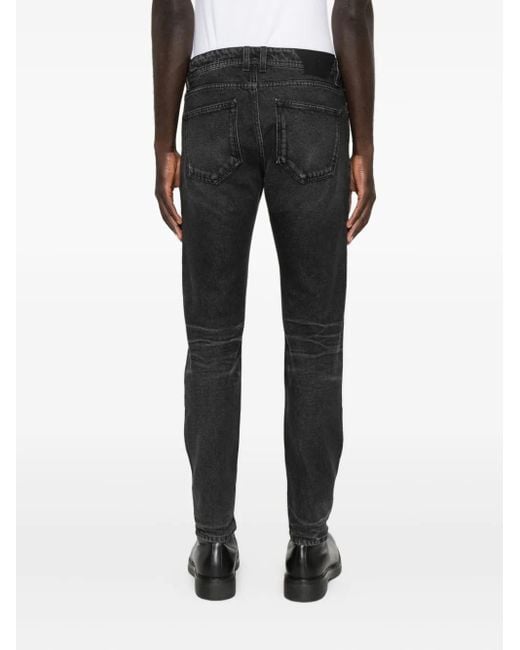 Salvatore Santoro Black Whiskering-Effect Jeans for men
