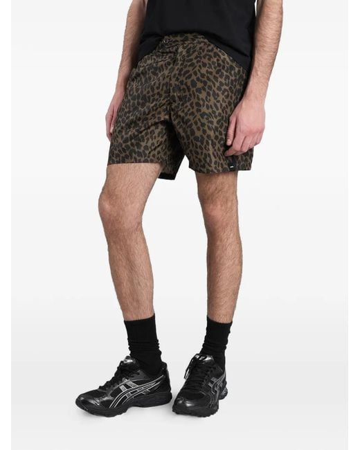 Aspesi Black Leopard-Print Swim Shorts for men