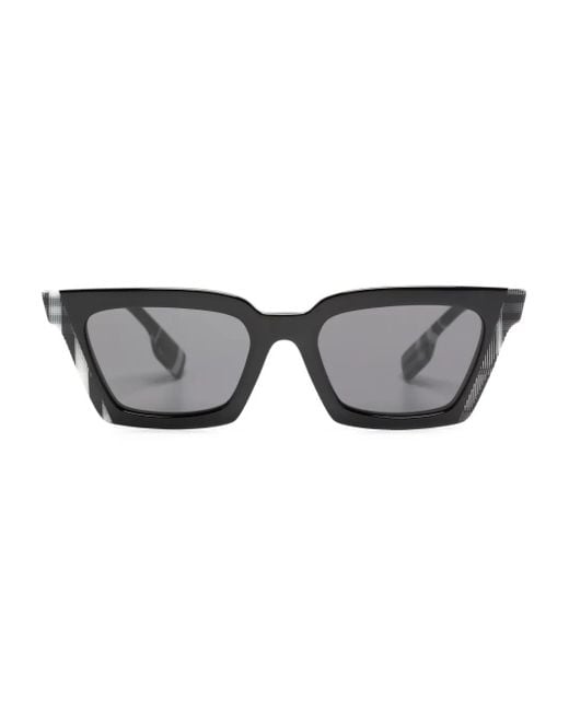 Burberry Gray Engraved-Logo Rectangle-Frame Sunglasses