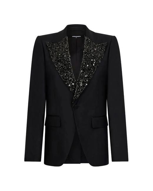 DSquared² Black Embellished-Lapels Blazer for men