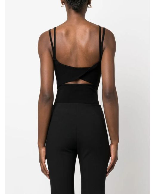 Nissa Black Cut-Out Double-Strap Top