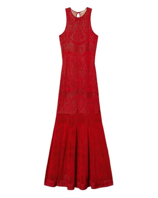 Twinset オープンニット マキシドレス Red