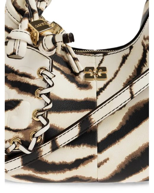 Ganni White Tiger-Print Knotted Tote Bag