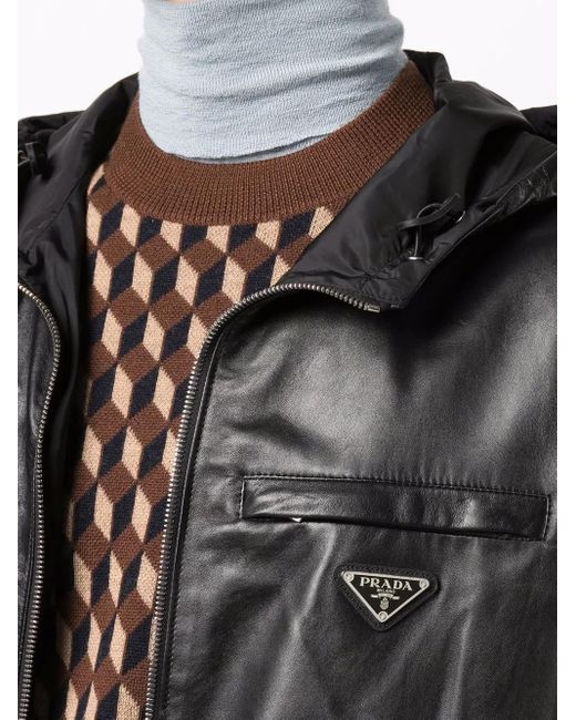 Prada Leren Jas in het Black voor heren