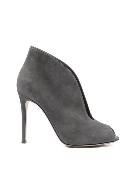 Gianvito Rossi Gray Sandales Vamp À Bout Ouvert