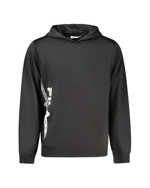 Fila Black Logo-Print Hoodie for men