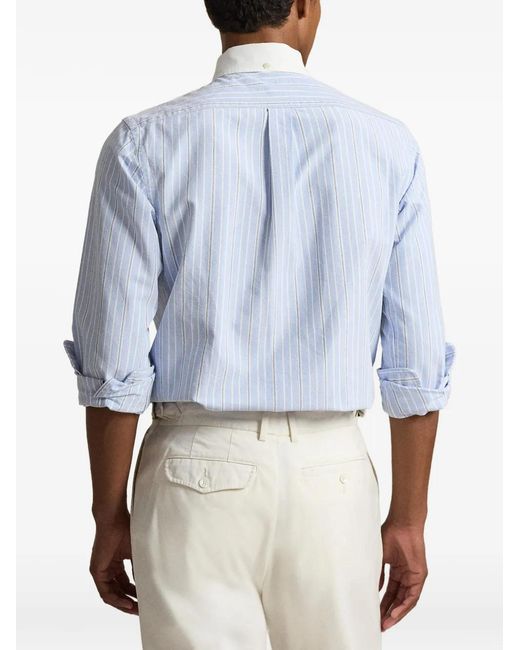 Polo Ralph Lauren Blue X Wimbledon Striped Embroidered Oxford Shirt for men