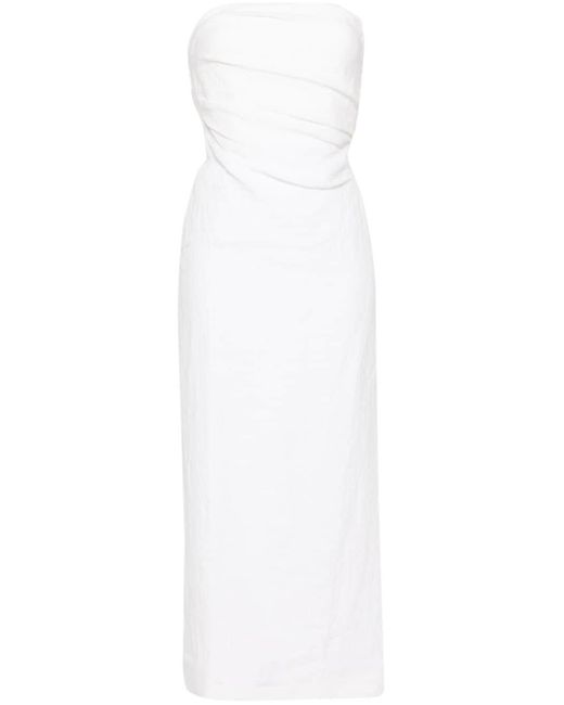 TOVE White Sabella Linen Midi Dress