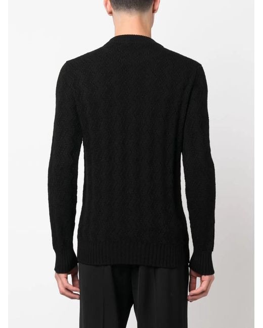 Tagliatore Black Crew-Neck Virgin Wool Jumper for men
