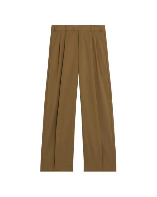 A PAPER KID Green Pleated Fresh Wool Trousers for men
