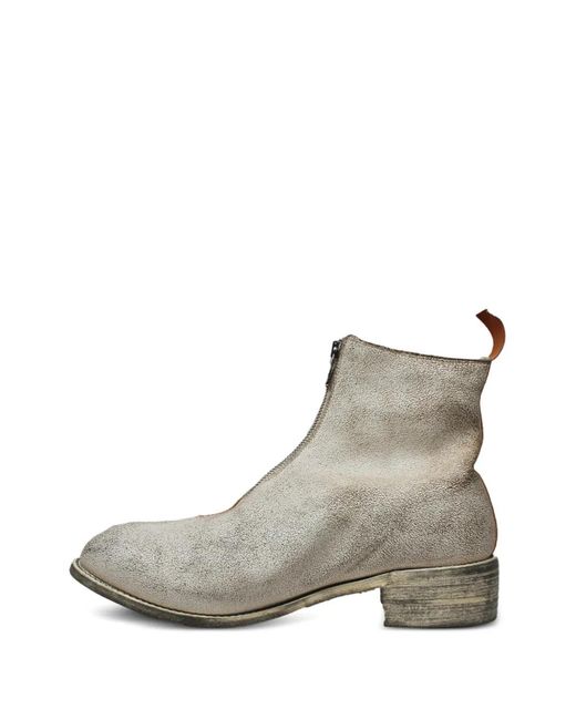 Guidi White Zip-Up Ankle Boots for men
