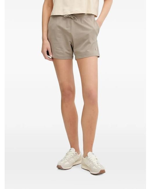 EA7 Natural Drawstring Logo-Plaque Shorts
