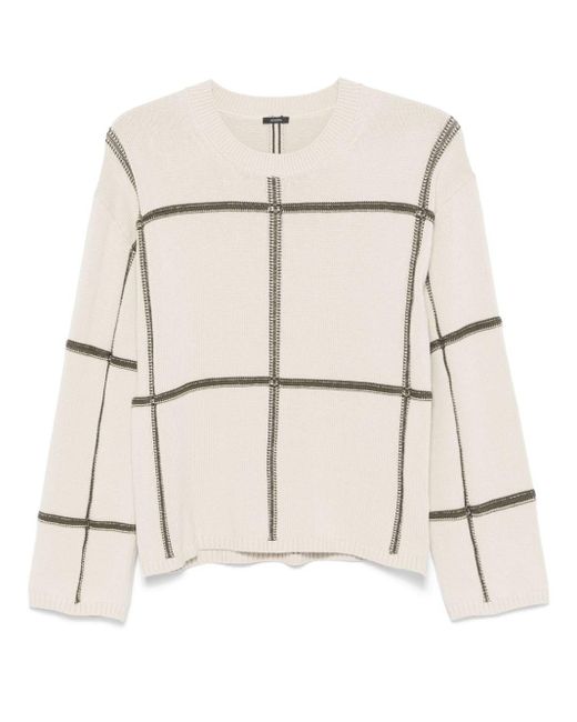 JOSEPH Grid Crew Neck Sweater in Natural Lyst UK
