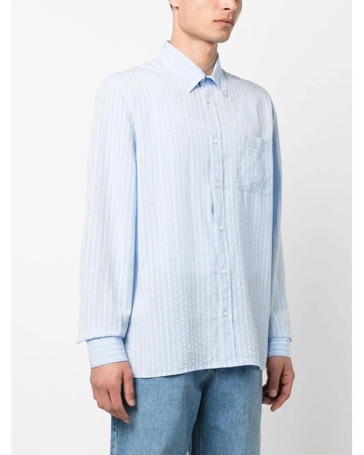 Another Aspect Blue 1.0 Stripe-Pattern Shirt for men