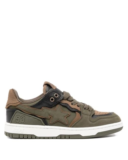 A Bathing Ape Brown Star-Patch Lace-Up Trainer
