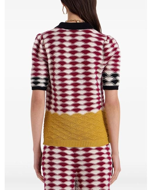 LaDoubleJ Red Sunset Polo Top