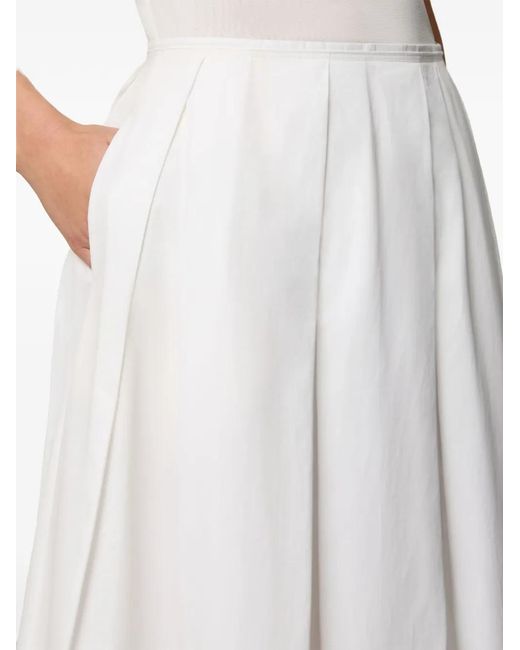 Lafayette 148 New York White Inverted Pleat Maxi Skirt