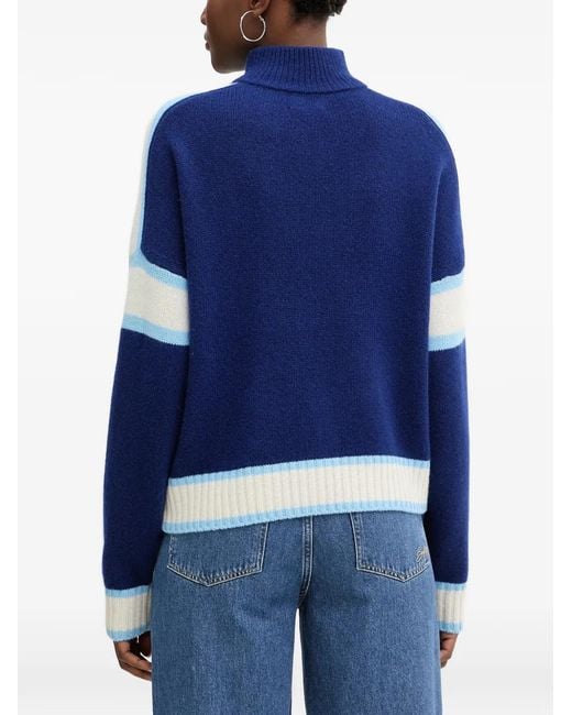 From Future Blue Half-Zip Striped Sweater