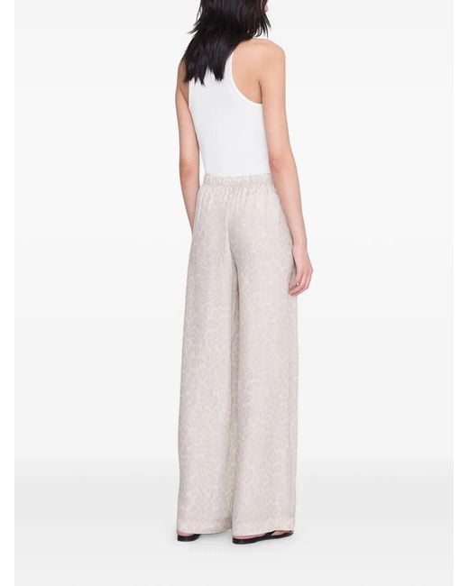 Anine Bing White Roslyn Leopard-Pattern Trousers